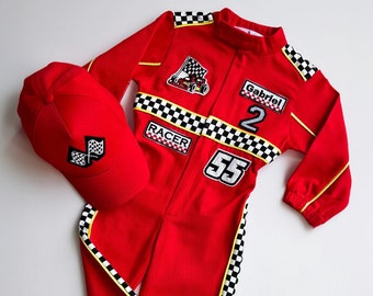 Fast One Birthday Racing Suit - Personalized 1st Year, Toddler Race Car Costume, Kids Outfit for Halloween & Drag Race Gift