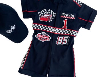 Fast One Birthday Suit - Race Car Birthday Toddler Costume - Kids Racing Jumpsuit - Baby Boy Gift - Halloween Costume