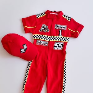 toddler race car costume for fast one birthday theme | personalized kid racing jumpsuit | two fast birthday | Ferrari baby | Lightning McQueen