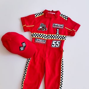 toddler race car costume for fast one birthday theme | personalized kid racing jumpsuit | two fast birthday | Ferrari baby | Lightning McQueen