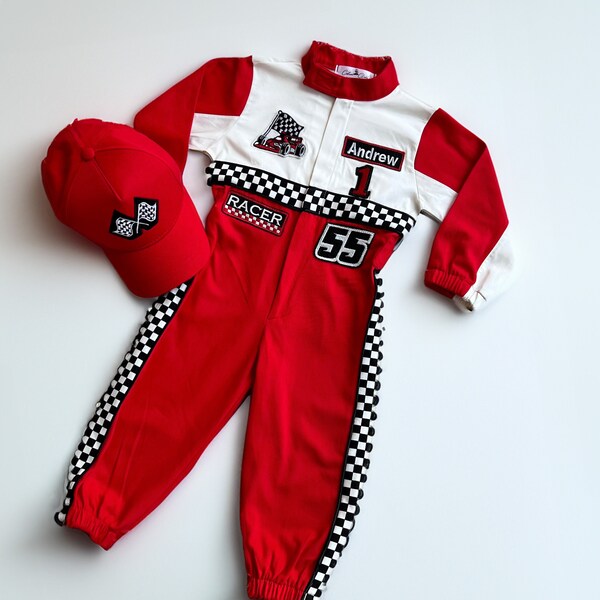 Fast One Birthday Racing Suit - Personalized 1st Year, Toddler Race Car Costume, Kids Outfit for Halloween & Drag Race Gift