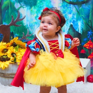 Snow White Inspired Tutu Dress - Baby & Toddler Princess Costume, 1st Birthday, Handmade Tulle, Fairytale Dress-Up