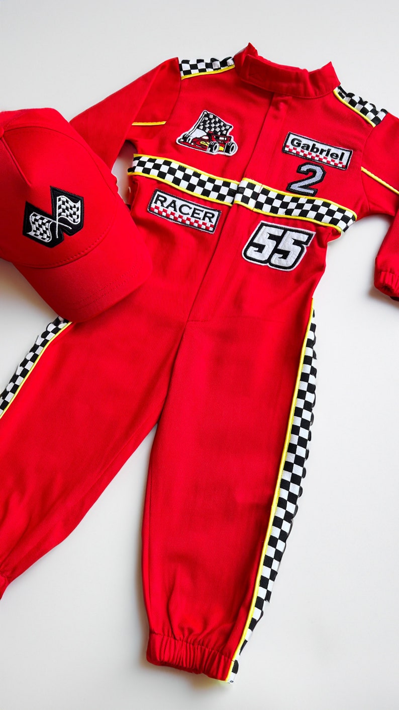 toddler race car costume for fast one birthday theme | personalized kid racing jumpsuit | two fast birthday | Ferrari baby | Lightning McQueen