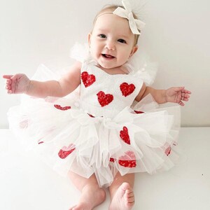 Valentines Day Outfit for Baby Girl,Toddler Valentines Dress,First Heart Birthday Dress,Baby Party Dress,Baby Tulle Dress