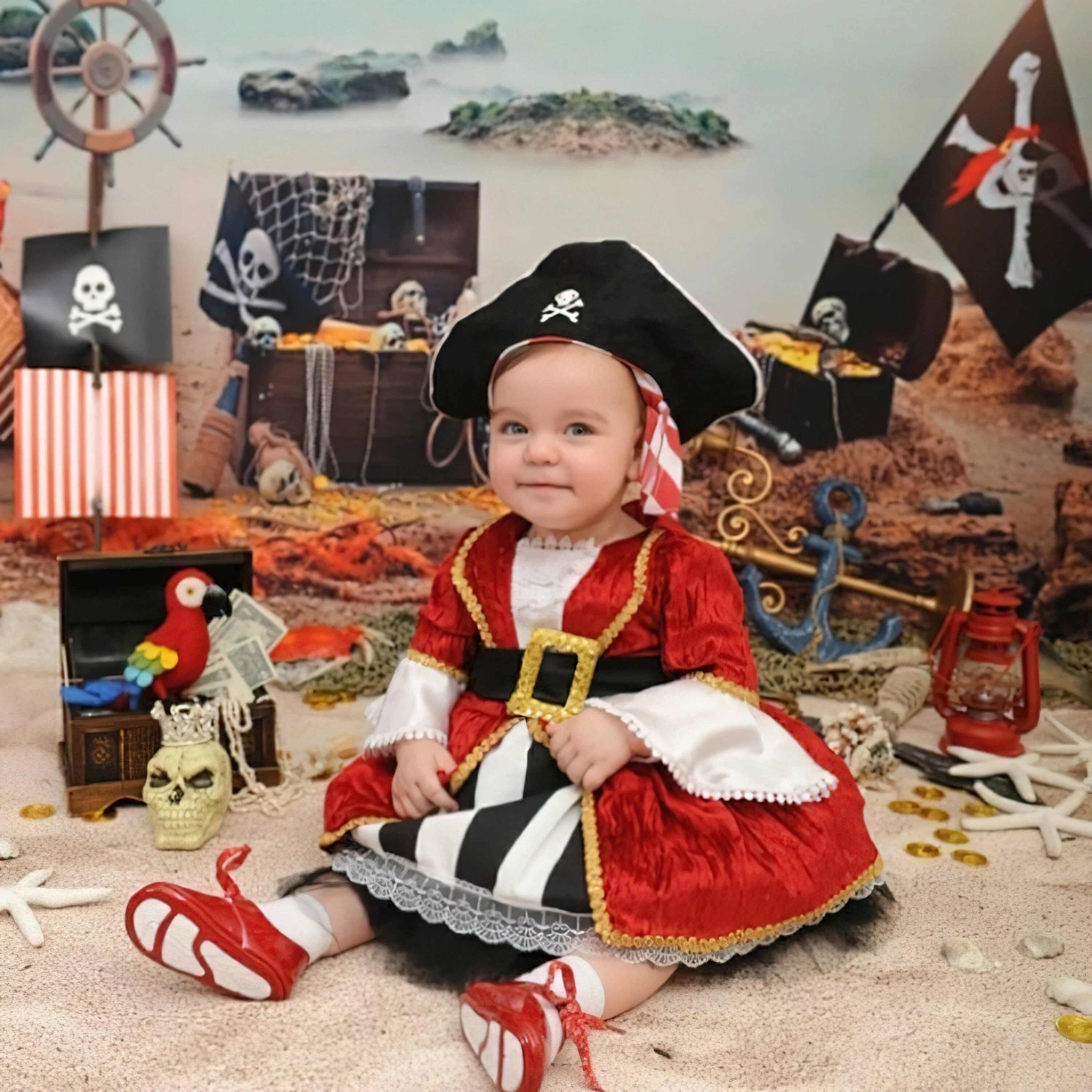 Costume pirata di velluto per bambina