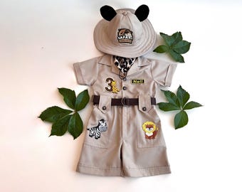 Personalized Safari Outfit for Baby & Toddler - Wild One Birthday Safari Outfit - Halloween Kids Costume  -  Safari Costume