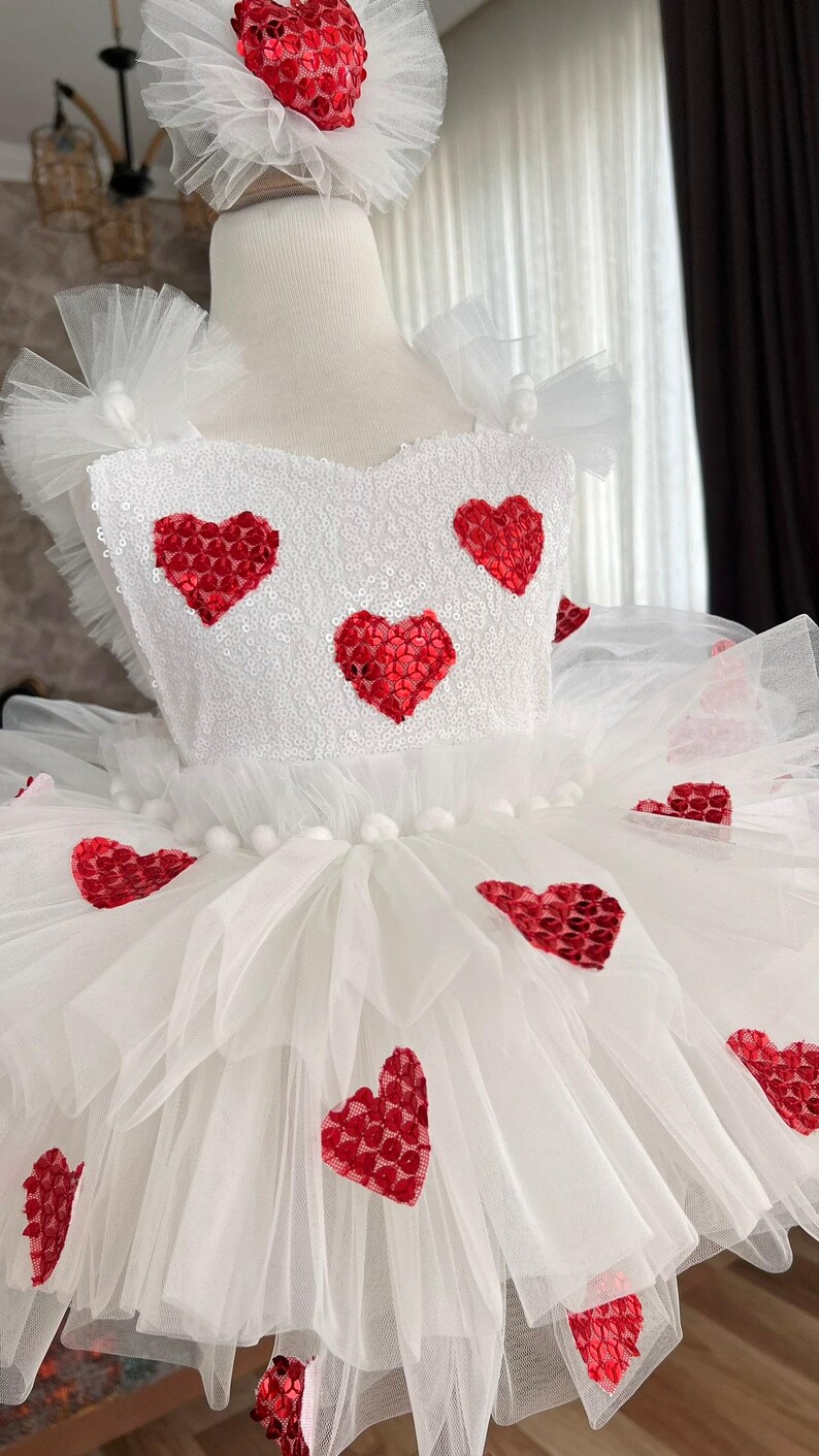 Valentines Day Outfit for Baby Girl,Toddler Valentines Dress,First Heart Birthday Dress,Baby Party Dress,Baby Tulle Dress