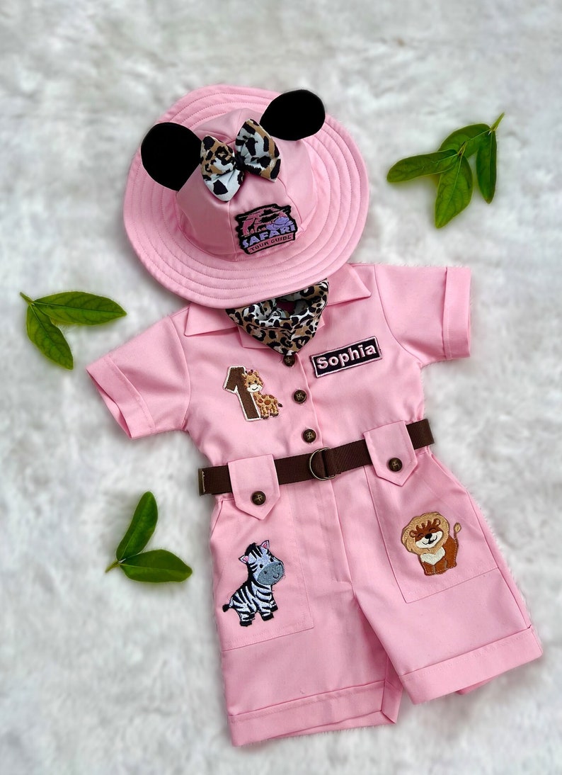 minnie mouse inspired baby safari outfit for wild one birthday theme