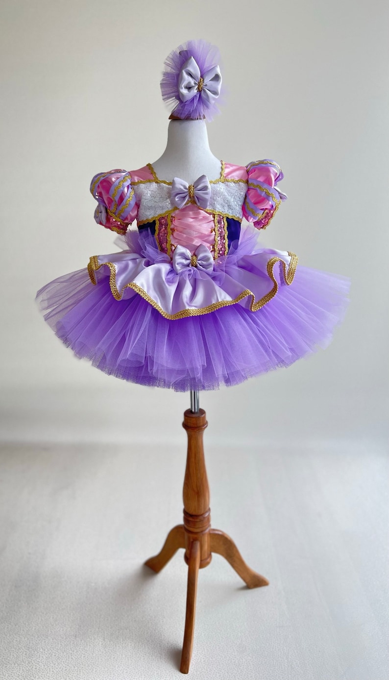 Robe Raiponce pour tout-petits Déguisement en tulle violet premier anniversaire Tutu de princesse violet Déguisement pour la récréation image 4