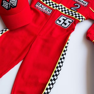 toddler race car costume for fast one birthday theme | personalized kid racing jumpsuit | two fast birthday | Ferrari baby | Lightning McQueen