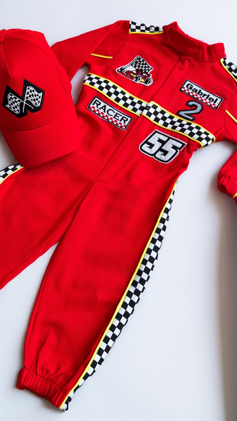 toddler race car costume for fast one birthday theme | personalized kid racing jumpsuit | two fast birthday | Ferrari baby | Lightning McQueen