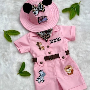 Personalized Safari Outfit for Baby & Toddler Girl - Wild One Birthday Safari Outfit - Halloween Kid Costume  - Baby Safari Jumpsuit