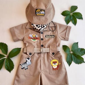 Personalized Safari Outfit for Baby & Toddler - Wild One Birthday Safari Outfit - Halloween Kids Costume  -  Safari Costume