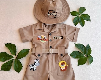 Personalized Safari Outfit for Baby & Toddler - Wild One Birthday Safari Outfit - Safari Costume - Halloween Costume