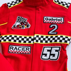 toddler race car costume for fast one birthday theme | personalized kid racing jumpsuit | two fast birthday | Ferrari baby | Lightning McQueen