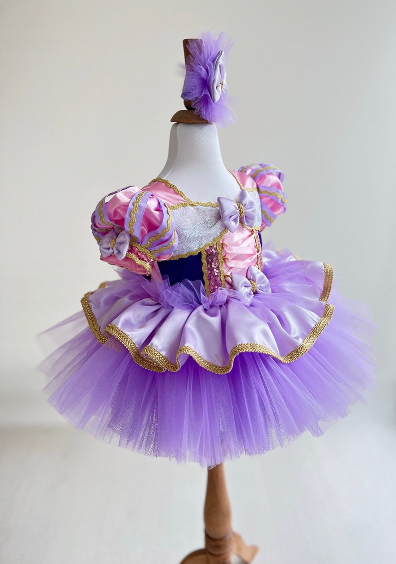 Robe Raiponce pour tout-petits Déguisement en tulle violet premier anniversaire Tutu de princesse violet Déguisement pour la récréation image 6