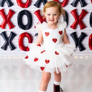 Valentines Day Outfit for Baby Girl,Toddler Valentines Dress,First Heart Birthday Dress,Baby Party Dress,Baby Tulle Dress