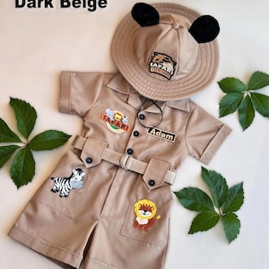 Personalized Safari Outfit for Baby & Toddler - Wild One Birthday Safari Outfit - Halloween Kids Costume  -  Safari Costume