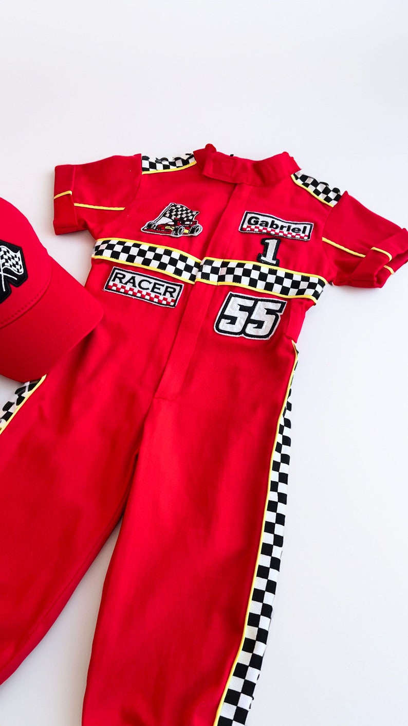 toddler race car costume for fast one birthday theme | personalized kid racing jumpsuit | two fast birthday | Ferrari baby | Lightning McQueen