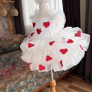 Valentines Day Outfit for Baby Girl,Toddler Valentines Dress,First Heart Birthday Dress,Baby Party Dress,Baby Tulle Dress