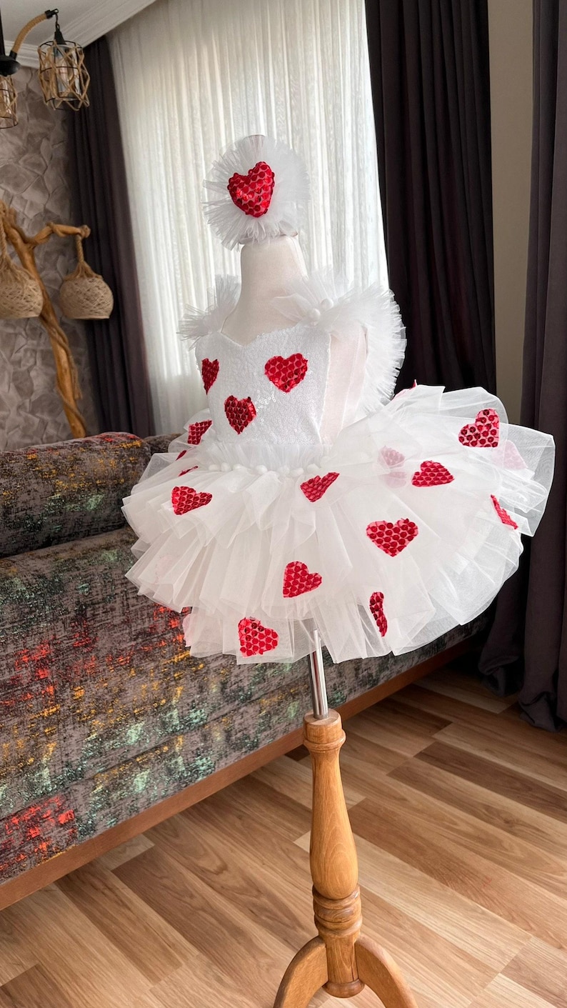 Valentines Day Outfit for Baby Girl,Toddler Valentines Dress,First Heart Birthday Dress,Baby Party Dress,Baby Tulle Dress