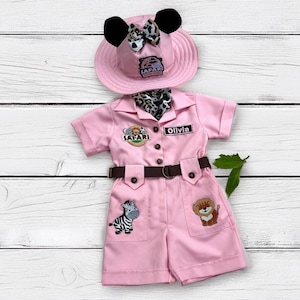 Personalized Safari Outfit for Baby & Toddler Girl - Wild One Birthday Safari Outfit - Halloween Kid Costume  - Baby Safari Jumpsuit