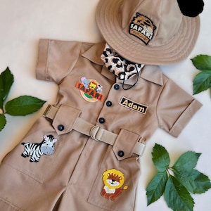 Personalized Safari Outfit for Baby & Toddler - Wild One Birthday Safari Outfit - Halloween Kids Costume  -  Safari Costume