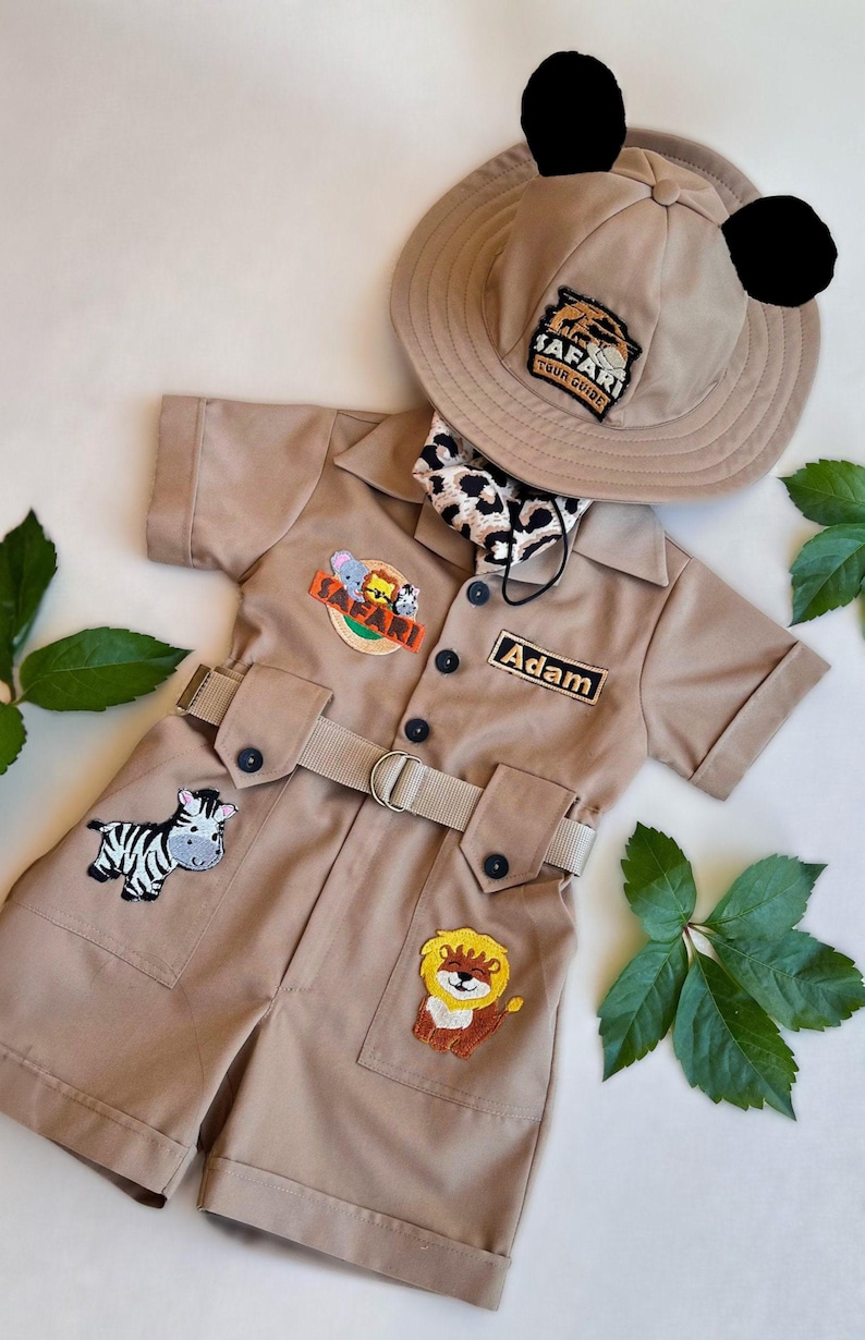 Personalized Safari Outfit for Baby & Toddler - Wild One Birthday Safari Outfit - Halloween Kids Costume  -  Safari Costume