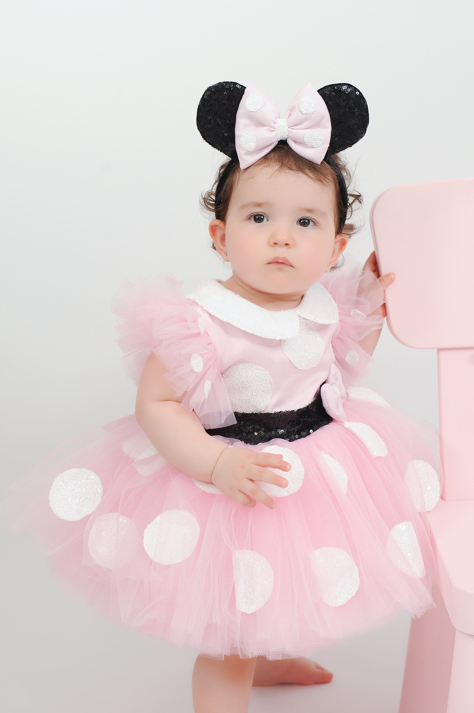 Pink Minnie Mouse Inspired Costume,halloween Costume Tutu Dress,pink Minnie  Mouse Baby Dress,1stbirthday Costume,photoshoot Costume 