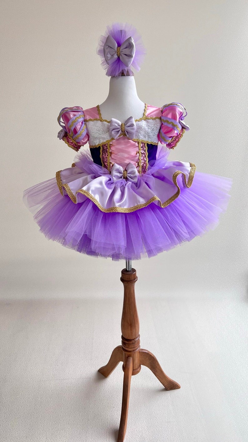 Robe Raiponce pour tout-petits Déguisement en tulle violet premier anniversaire Tutu de princesse violet Déguisement pour la récréation image 1