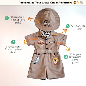 Personalized Safari Outfit for Baby & Toddler - Wild One Birthday Safari Outfit - Halloween Kids Costume - Safari Costume image 6