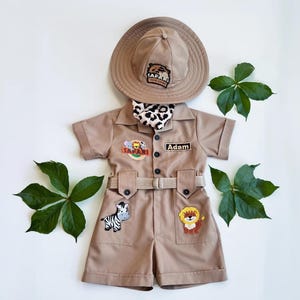 Personalized Safari Outfit for Baby & Toddler - Wild One Birthday Safari Outfit - Halloween Kids Costume - Safari Costume image 3