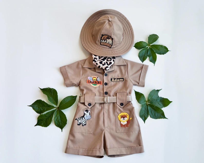 Personalized Safari Outfit for Baby & Toddler - Wild One Birthday Safari Outfit - Halloween Kids Costume - Safari Costume image 3