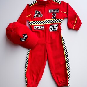 toddler race car costume for fast one birthday theme | personalized kid racing jumpsuit | two fast birthday | Ferrari baby | Lightning McQueen