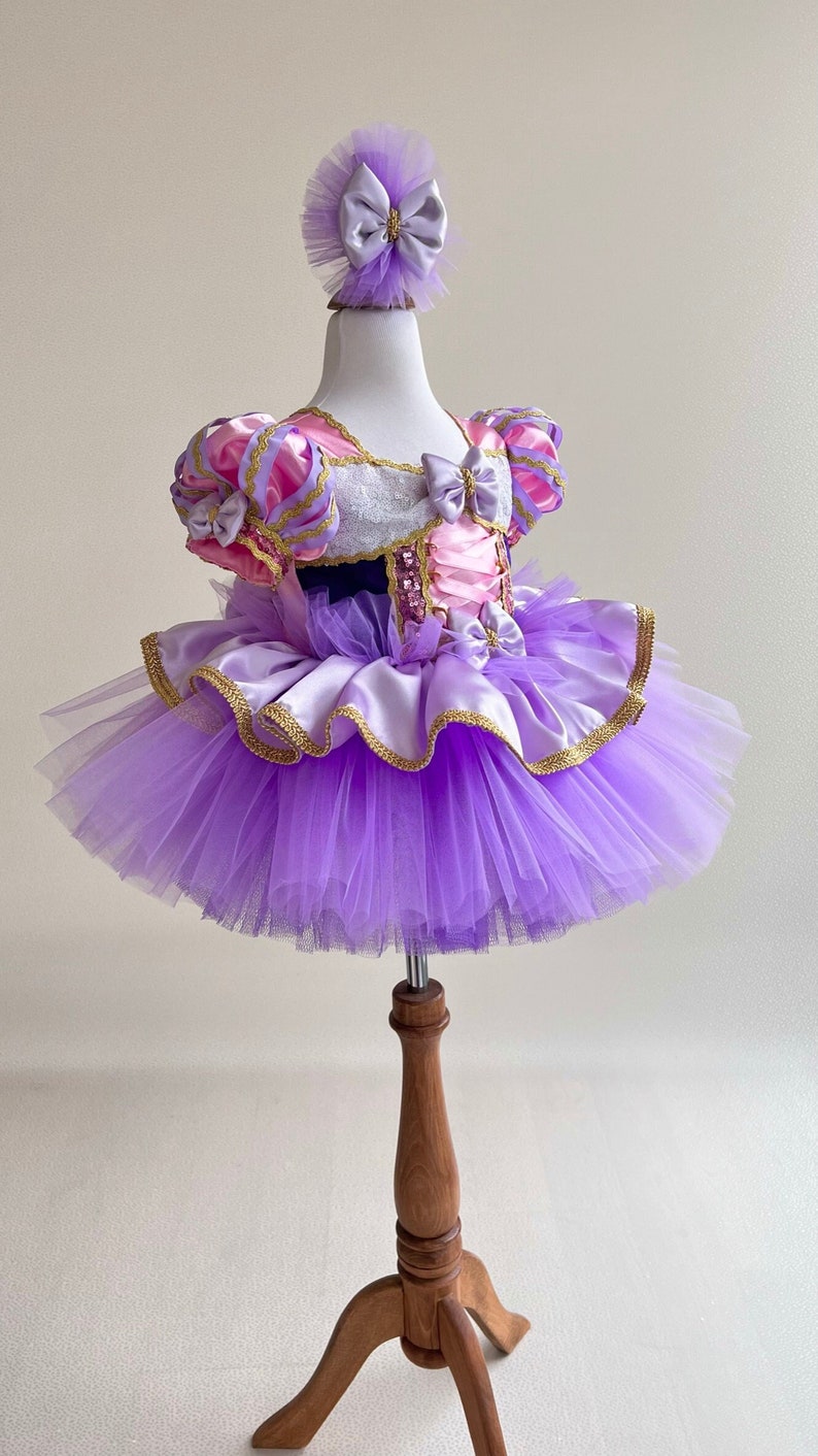 Robe Raiponce pour tout-petits Déguisement en tulle violet premier anniversaire Tutu de princesse violet Déguisement pour la récréation image 2