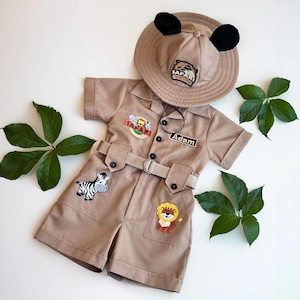 Personalized Safari Outfit for Baby & Toddler - Wild One Birthday Safari Outfit - Halloween Kids Costume - Safari Costume image 4