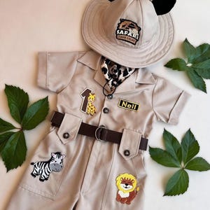 Traje de safári personalizado para bebês e crianças pequenas - Traje de safári de aniversário Wild One - Fantasia de Halloween para crianças - Fantasia de safári
