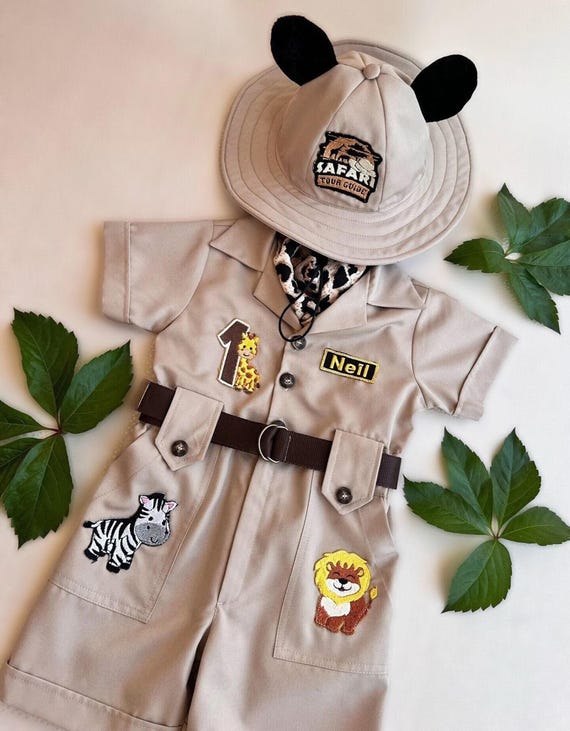 Personalized Safari Outfit for Baby & Toddler - Wild One Birthday Safari Outfit - Halloween Kids Costume  -  Safari Costume