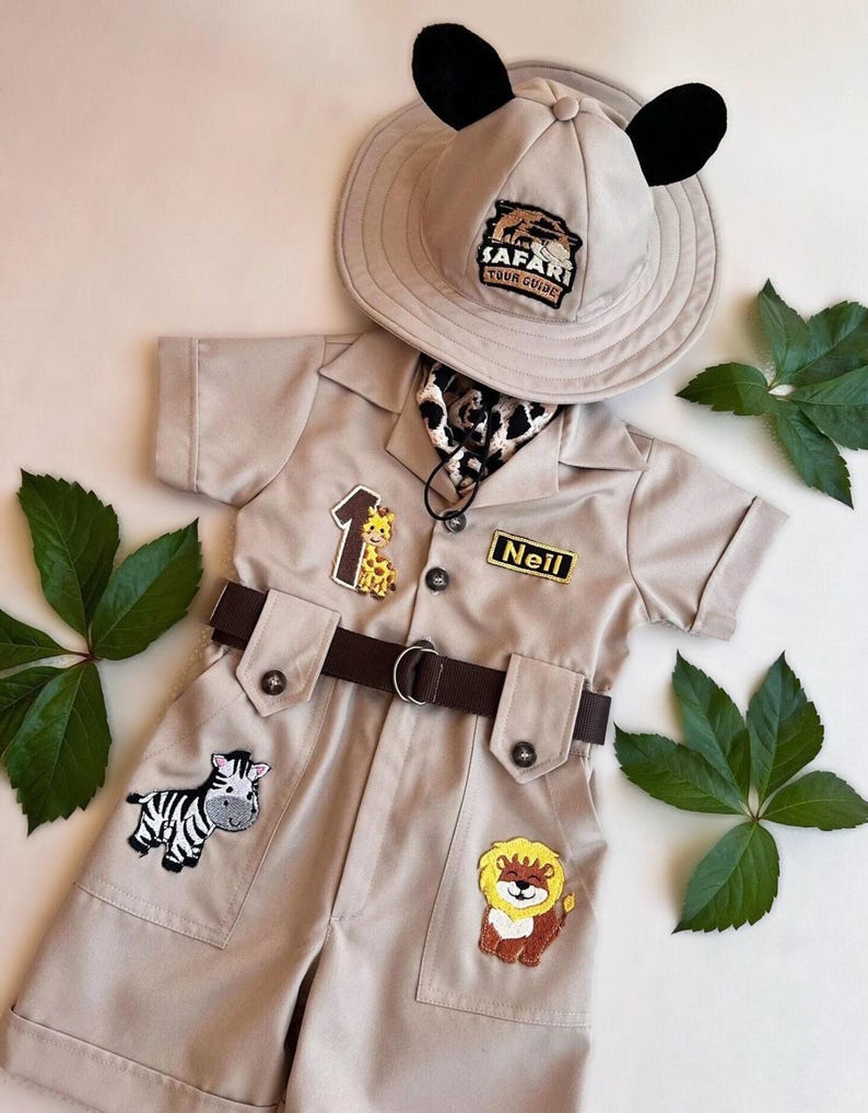 Personalized Safari Outfit for Baby & Toddler - Wild One Birthday Safari Outfit - Halloween Kids Costume  -  Safari Costume