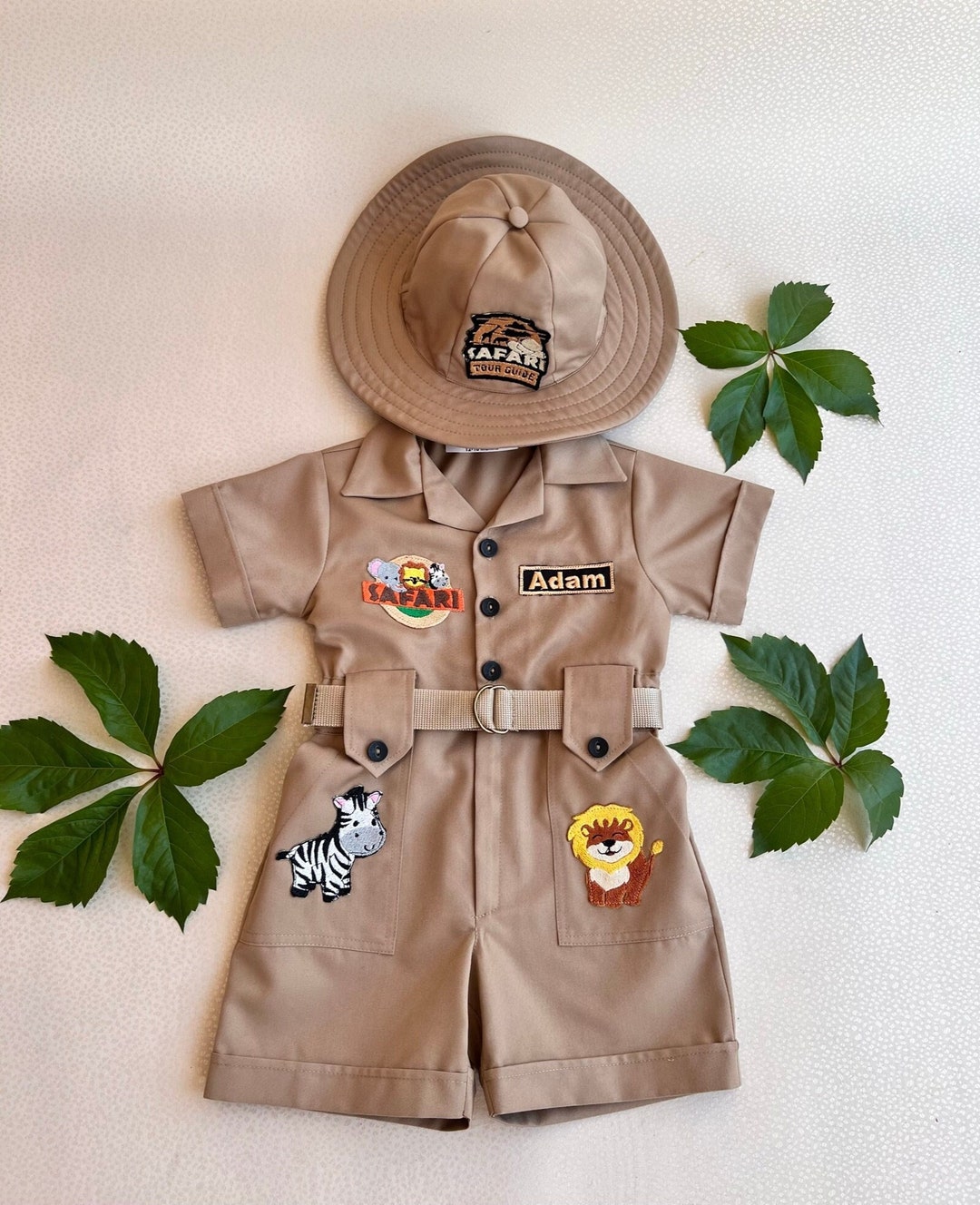 Baby Costumes 12-18 Months Beige Short Sleeve Safari Jumpsuit