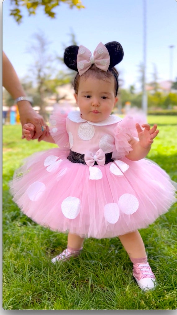 Disfraz inspirado en Minnie Mouse rosa, vestido de tutú de disfraz