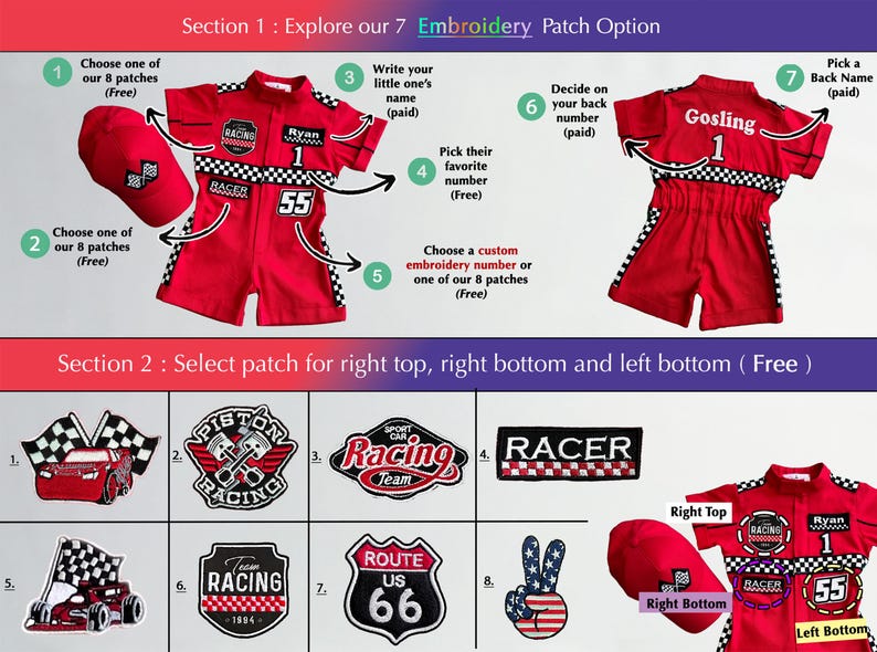 Disfraz de coche de carreras para niños pequeños - Traje de cumpleaños de coche de carreras - Mono de carreras para niños - Regalo para bebé niño - Disfraz de Halloween imagen 9