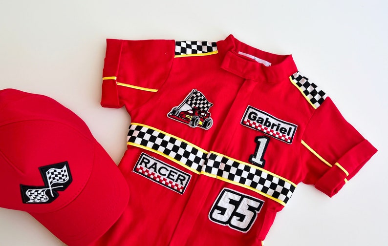 toddler race car costume for fast one birthday theme | personalized kid racing jumpsuit | two fast birthday | Ferrari baby | Lightning McQueen