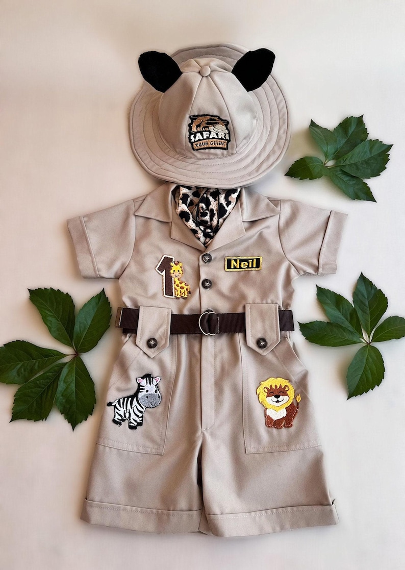Personalized Safari Outfit for Baby & Toddler - Wild One Birthday Safari Outfit - Halloween Kids Costume  -  Safari Costume