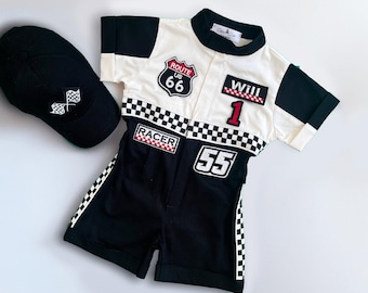 Fast One Birthday Suit - Race Car Birthday Toddler Costume - Kids Racing Jumpsuit - Baby Boy Gift - Halloween Costume