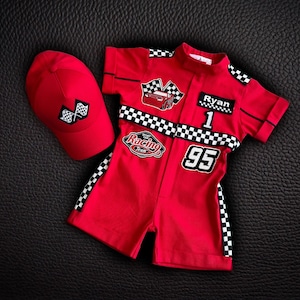 Disfraz de coche de carreras para niños pequeños - Traje de cumpleaños de coche de carreras - Mono de carreras para niños - Regalo para bebé niño - Disfraz de Halloween imagen 3
