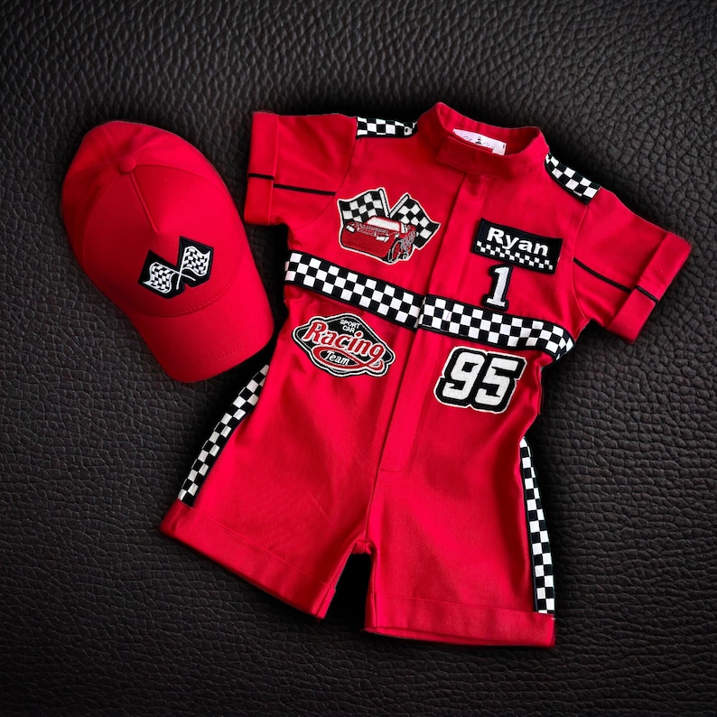 Disfraz de coche de carreras para niños pequeños - Traje de cumpleaños de coche de carreras - Mono de carreras para niños - Regalo para bebé niño - Disfraz de Halloween imagen 3
