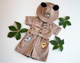 Personalized Safari Outfit for Baby & Toddler - Wild One Birthday Safari Outfit - Halloween Kids Costume  -  Safari Costume