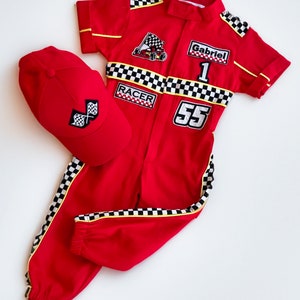 toddler race car costume for fast one birthday theme | personalized kid racing jumpsuit | two fast birthday | Ferrari baby | Lightning McQueen