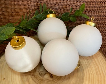 Set of 4 Ceramic Ball Ornaments, unpainted bisque ceramic Christmas ornament, ready to paint